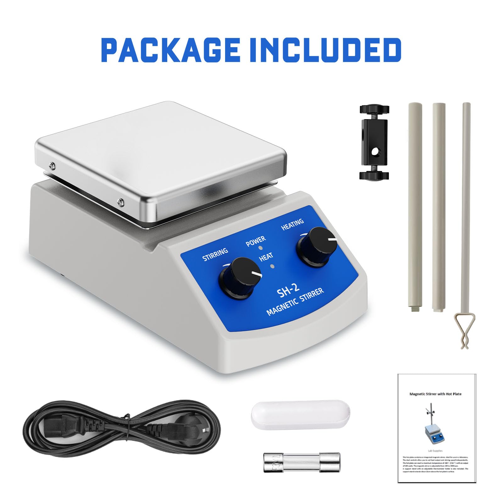 ANZESER Magnetic Stirrer Hot Plate w/Stir Bar,100-2000rpm Magnetic Hotplate Stirrer, 180W Heating Power Hot Plate Stirrer, Max 520℉ Hot Plate with Magnetic Stirrer