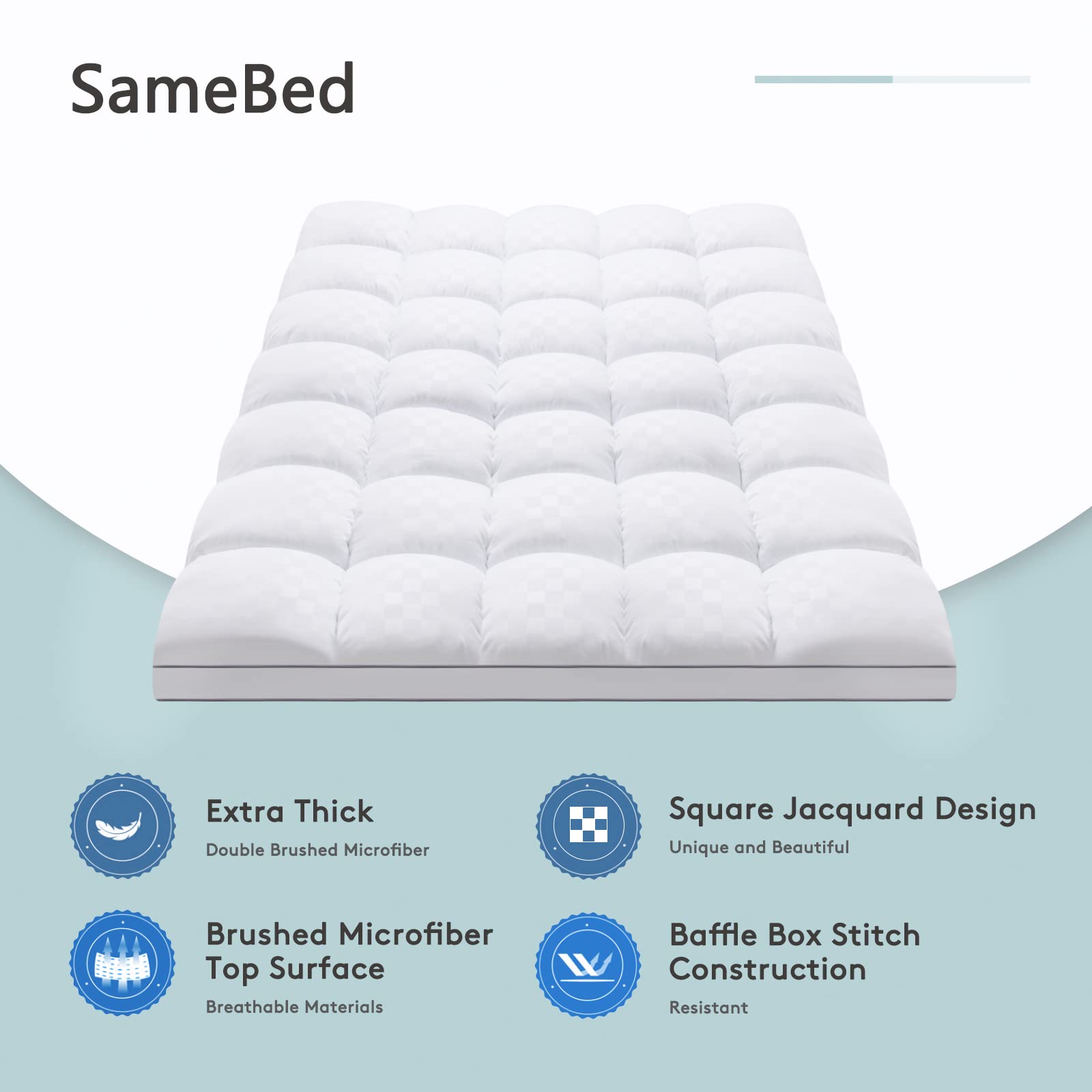 SameBed Mattress Topper Cal King,Extra Thick Mattress Pad Cover for Back Pain,Cooling Mattress Protector with 8-21 Inch Deep Pocket,Overfilled Down Alternative Filling