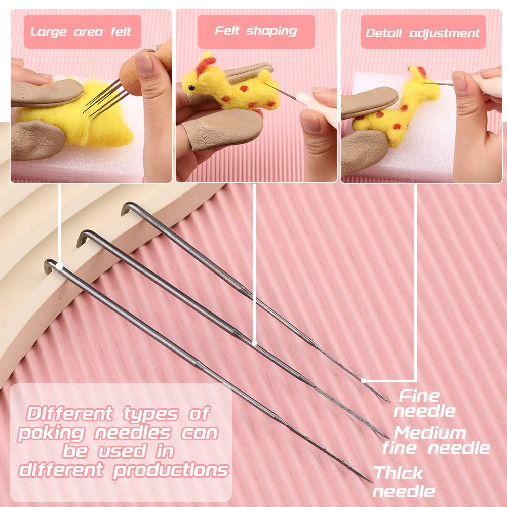 IMZAY Needle Felting Tools, Needle Felting Supplies, Needle Felting Kit with 3 Size 30Pcs Needles Felting Needles,Wooden Handle, Finger Cots, Perfect for DIY Felting Wool Projects