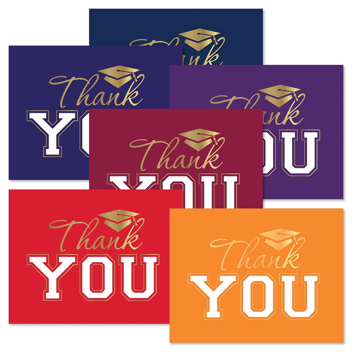 Current School Colors Graduation Thank You Note Card Set Red & Gold Foil - Set of 40, Envelopes Included, 4-1/4" x 5-1/2", Blank Inside, Value Pack