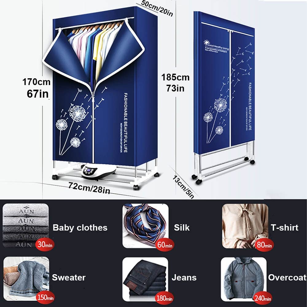 Foldable Electric Heated Clothes Airer Dryer Rack with Remote Control,2/3-Tier Household Dryer,1500W Warm Air Drying Wardrobe,(Anion) Digital Timer,Quick Dry,for Apartments Laundry Dorm (Size : 3 Lay