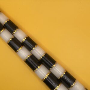 0 Handmade Decorative Hand Painted Taper Candles, 2 Pack | Striped Black & White | for Dinner Table and Interior Decoration