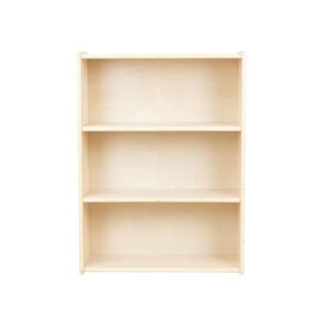 RRI Goods Child Three-Shelf Bookcase, Sturdy Birch Plywood Shelves for Daycare Storage of Books, Toys, Supplies, Smooth Natural Wood (34")