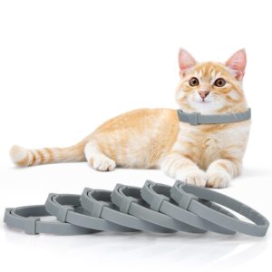 anipaw calming collar for cats 6 pack cat calming collar relaxing cat pheromone collar adjustable breakaway design for small medium large cats kitten peeing relieve anxiety and stress(grey)