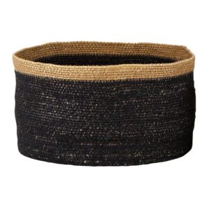 Santa Barbara Storage Basket Woven Wicker Baskets Pure Design Tall Nesting Baskets, Set of 2, Black/Tan Seagrass