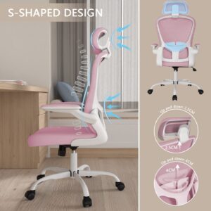 Office Chair, High Back Ergonomic Desk Chair, Breathable Mesh Desk Chair with Adjustable Lumbar Support and Headrest, Swivel Task Chair with flip-up Armrests, Executive Chair for Home Office