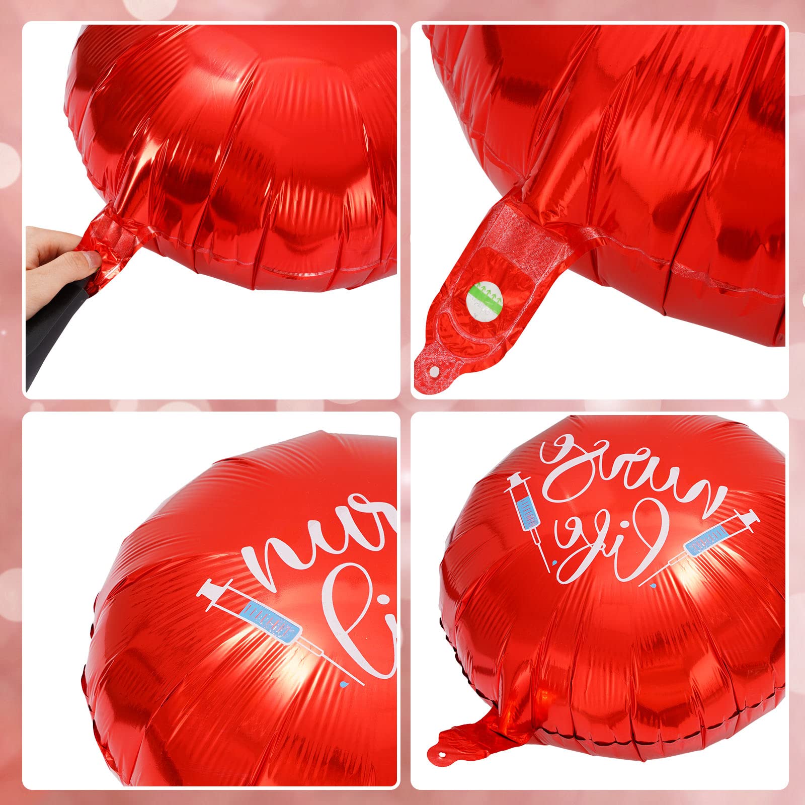 Whaline 24Pcs Nurse Graduation Balloons Set Congrats Nurse Party Balloons 18 Inch Red Silver Graduation Foil Balloons for Graduation Party Supplies Home School Backdrop Decorations