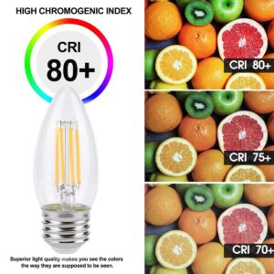 KINUR E26 Candelabra led Light Bulbs 4 Watt (40 Watt Equivalent) LED Chandelier Light Bulbs 2700K Warm White Decorative Candle Light Bulb Ceiling Fan Bulb Non-Dimmable Glows in thedark 4Pack