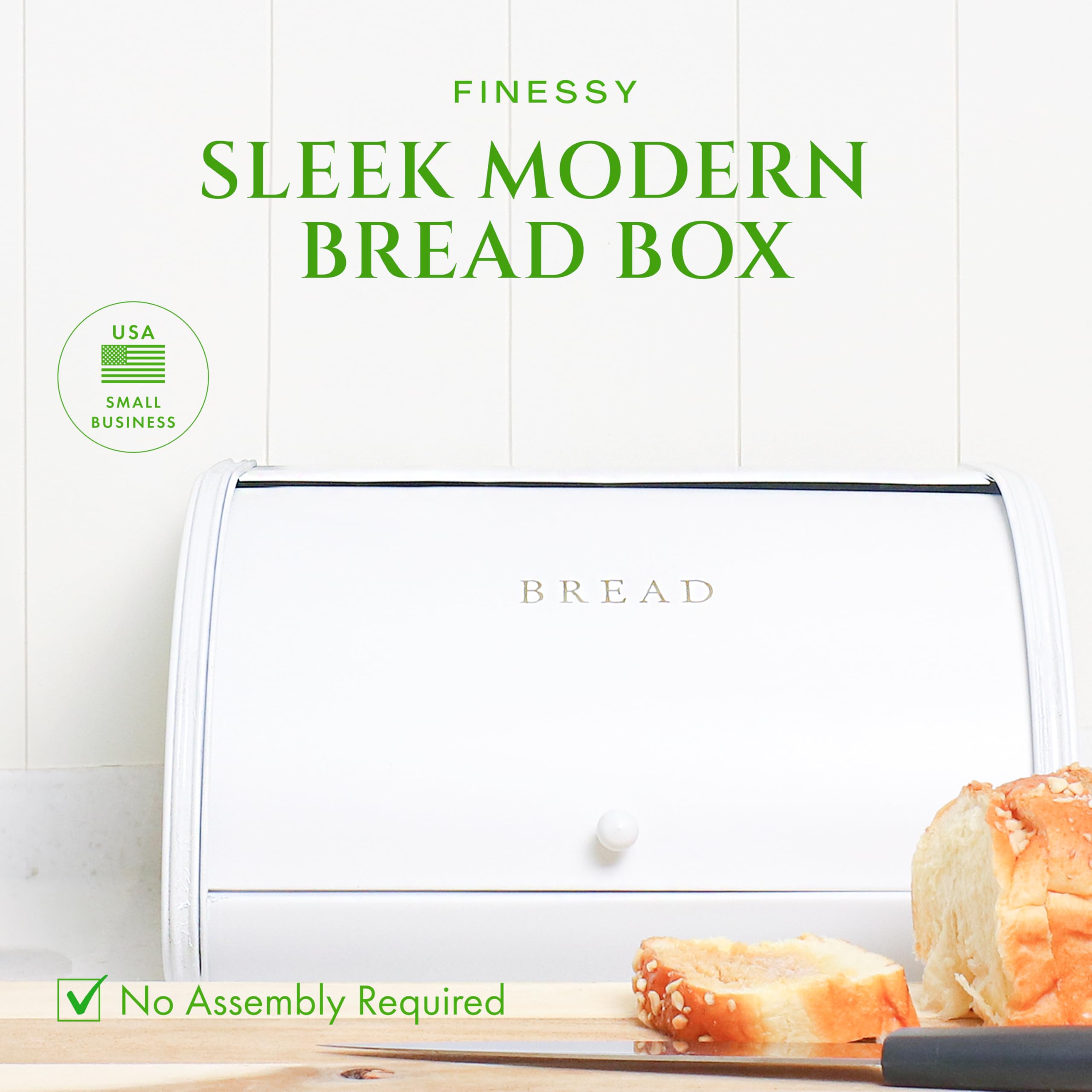 White Modern Bread Box for Kitchen Countertop, Homemade Bread Storage Container Fresh Sourdough Loaf Box for Kitchen Counter, Breadbox for Kitchen Countertop, Bread Holder for Kitchen Counter Keeper