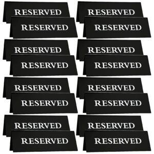 20 pieces reserved table sign for wedding table, acrylic double side reservation signs for tables, black reserved seat signs for restaurants wedding, guest reservation sign for table