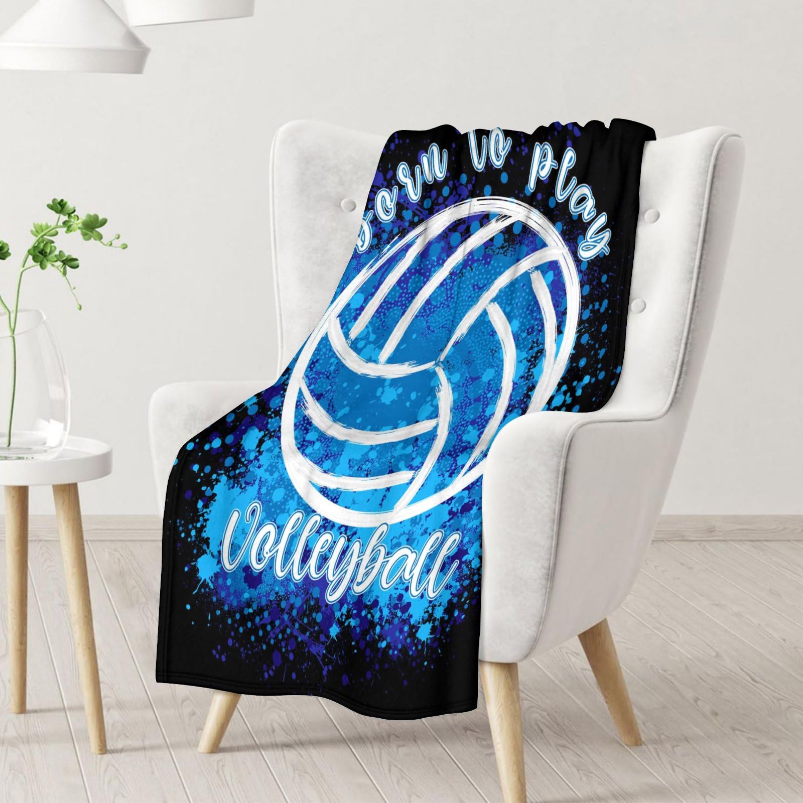 Volleyball Throw Blanket for Girls - 40 x 50 Inches Volleyball Plush Blanket Gifts - Blue Soft Fuzzy Flannel Blanket for Couch & Sofa