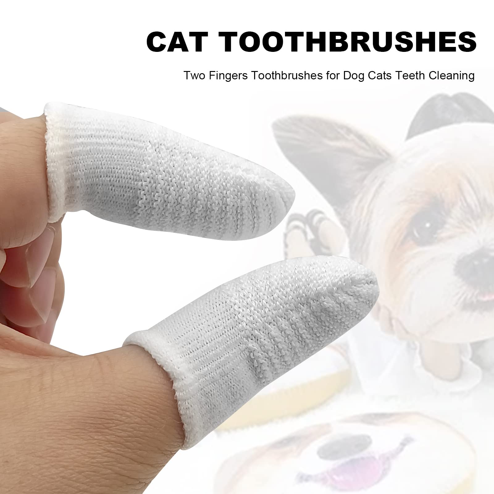 Aynaxcol 6 Pairs Pet Toothbrushes Finger Toothbrush Teeth Oral Cleaning Dental Care for Dog Cats Teeth Cleaning Washable Comfortable Durable Cotton and Nylon Toothbrush(12Pcs, White)