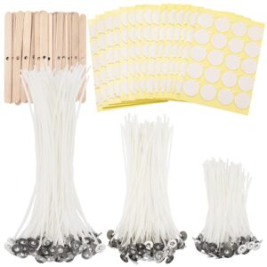 jeawiwi candle wicks for candle making 120 pcs with 120 pcs wick stickers and 10 pcs candle wick holders, cotton candle wick for soy wax, beeswax, coconut wax