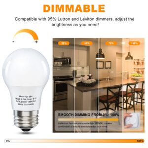 A15 Ceiling Fan Light Bulb 60 Watt Equivalent, 6.5W Dimmable LED Light Bulbs, 2700K Warm White, E26 Base, 4 Pack A15 LED Light Bulbs 60W for Pendant, Hallway Fixtures, 600LM