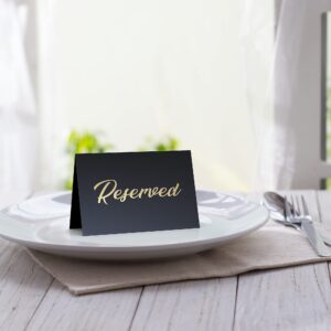 10 Black Reserved Table Signs & 10 Golld Table Cards Holders