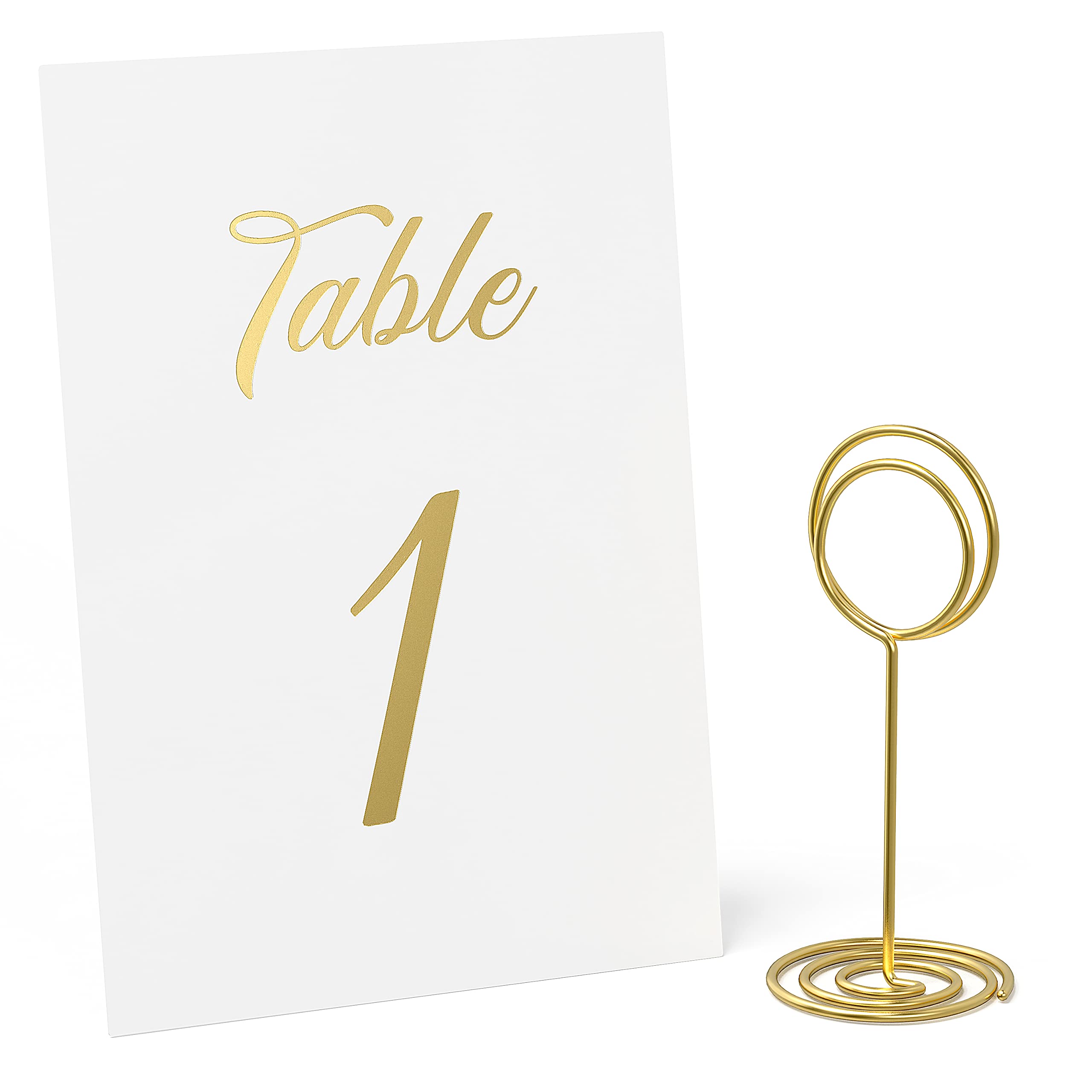 Gold Table Numbers 1-30 with 10 pack Gold Table Number Holders