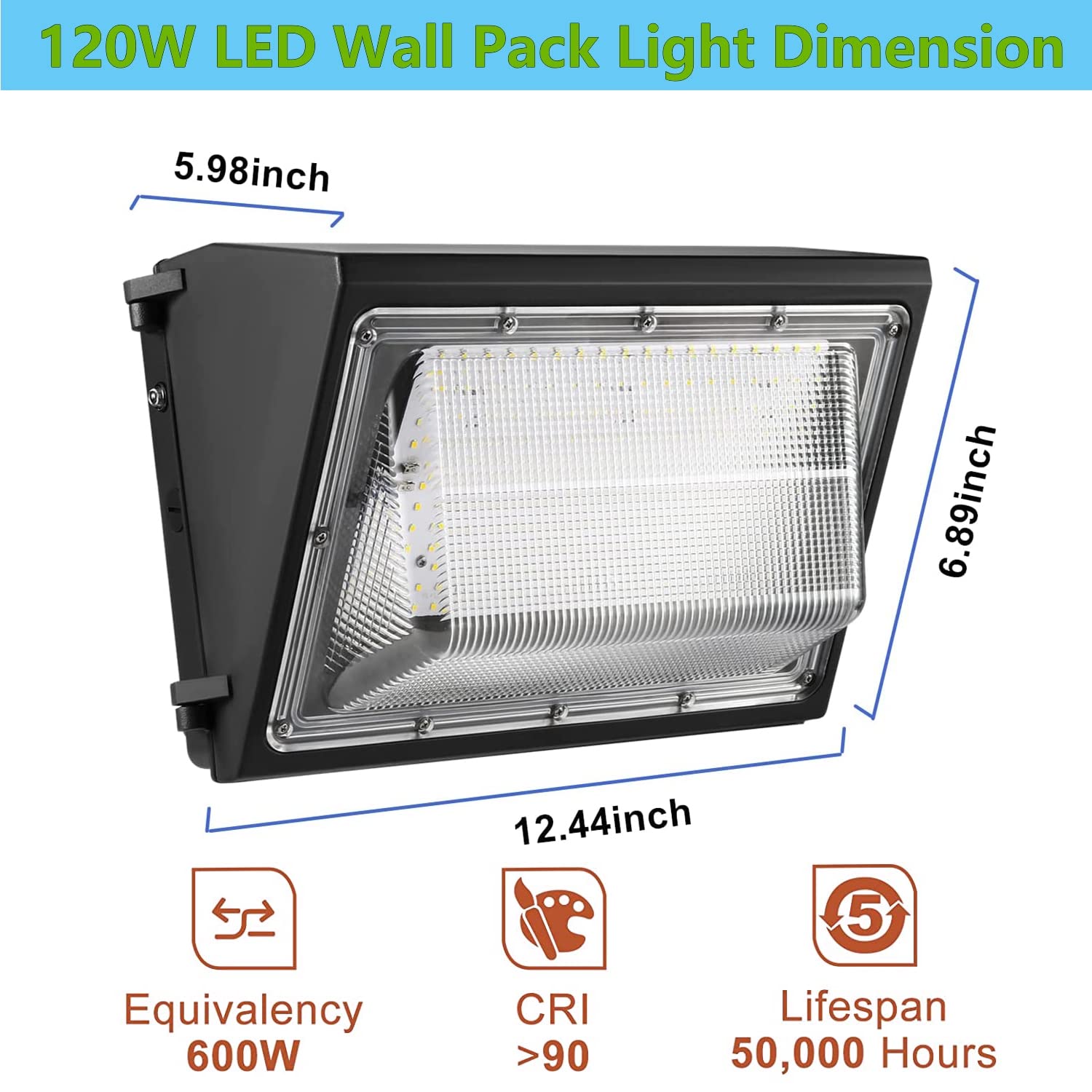 2PACK Dusk to Dawn 120W LED Wall Pack Light Fixture, 15600LM 600-800W HPS/HID Equivalent, 5000K Daylight Commerical/Industrial Outdoor Security Lighting, ETL for Parking Lot,Warehouse,Entrance