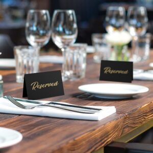 10 Black Reserved Table Signs & 10 Golld Table Cards Holders