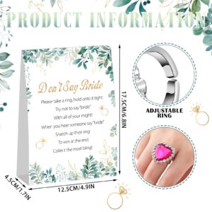 Geosar Ring Game Put a Ring on It Bridal Shower Games with Rings Dont Say Bride Game Rules and 60 Plastic Rings Bridal Shower Favors for Guests Wedding Shower Games(Colorful, Plant)