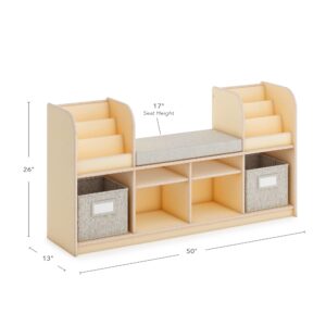 Guidecraft EdQ Reading Nook - Natural: Wooden Multi-Purpose Storage Bookcase and Toy Organizer; Kids' Birch Plywood Bedroom and Classroom Furniture