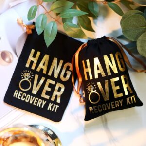 Cytdkve Gold Foiled Hangover Favor Bag Bachelorette Party Favor Bag, Wedding Bridal Shower Party Favors Hangover Kit Bags (10 Pieces, Black, 5 x 7 Inch)