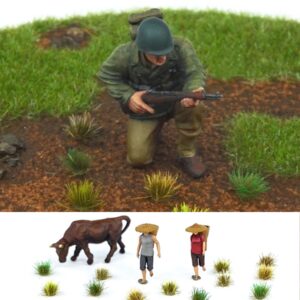 Cayway 208 PCS Static Grass Tuft Model Grass Tufts Terrain Model Kit Resin Static Scenery Model Miniature Shrubs Bushes for Train Landscape Railway Artificial Grass Modeling