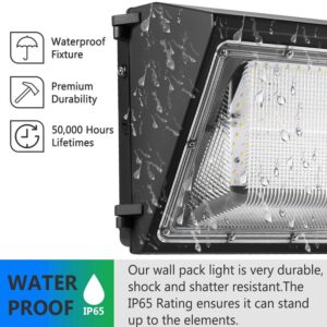 2PACK Dusk to Dawn 120W LED Wall Pack Light Fixture, 15600LM 600-800W HPS/HID Equivalent, 5000K Daylight Commerical/Industrial Outdoor Security Lighting, ETL for Parking Lot,Warehouse,Entrance