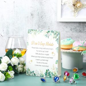 Geosar Ring Game Put a Ring on It Bridal Shower Games with Rings Dont Say Bride Game Rules and 60 Plastic Rings Bridal Shower Favors for Guests Wedding Shower Games(Colorful, Plant)