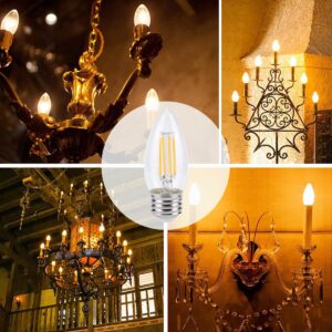 KINUR E26 Candelabra led Light Bulbs 4 Watt (40 Watt Equivalent) LED Chandelier Light Bulbs 2700K Warm White Decorative Candle Light Bulb Ceiling Fan Bulb Non-Dimmable Glows in thedark 4Pack