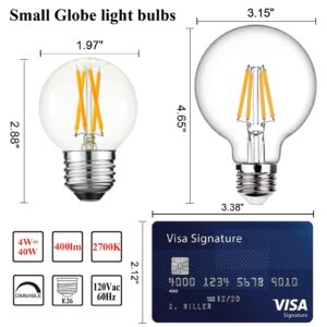 Arberlic G16.5 Light Bulb LED,4W E26 LED Bulb dimmable Equivalent E26 40 watt Light Bulb,Warm White 2700K,400lm,CRI85+,AC120V,Edison Style,Clear Glass,Flicker Free,Pack of 6