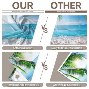 ZTHMOE 7x5ft Fabric Summer Hawaii Beach Photography Backdrop Tropical Seaside Palm Trees Background Luau Aloha Baby Shower Party Decoration Banner Photo Booth