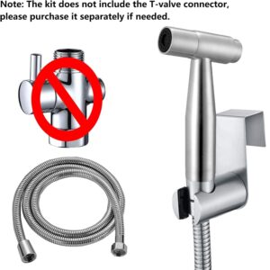 Stainless Steel Bidet Sprayer kit, Baby Cloth Diaper Sprayer with 59 inch Hose, Stainless Steel Hook, Easy Push Switch Button for a Refreshing Cleanse