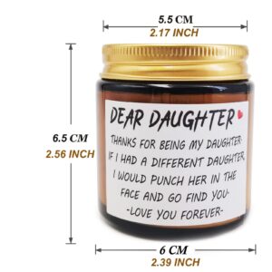 Daughter Gifts from Mom and Dad, Birthday Candle Gifts for Daughter Adult,Unique Christmas Valentine's Day Mother's Day Graduation Wedding Gifts,Dear Daughter Lavender Scented Candles(H,Brown)