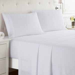 Nestl Double Brushed White Duvet Cover Queen Size 3 Piece Soft Queen Duvet Cover Set + Queen Sheets Set White 4 Piece Bed Sheets for Queen Size Bed