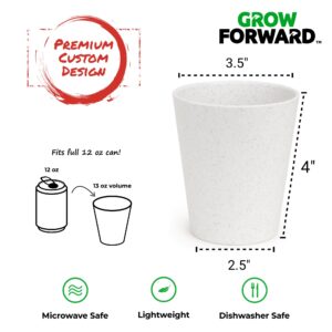 Grow Forward Premium Wheat Straw Cups - Set of 8 Unbreakable BPA Free Reusable Hard Plastic 20 oz Drinking Glasses for Water, Camping, RV - Large Tumblers for Kitchen - Midnight