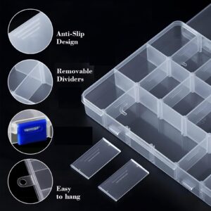 4 Pack 10 Grids Plastic Box Organizer with Dividers, Clear Bead Storage Box Plastic Jewelry Organizer Compartment, Small Parts Plastic Box Organizer for Craft Bead Jewelry Earring Fishing Tools