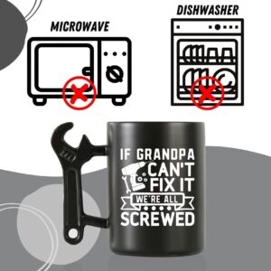 Onebttl Grandpa Gifts Wrench Coffee Mug, Grandfather Gift from Granddaughter and Grandson, 13.5oz/400ml Funny Ceramic Mug for Christmas, Father's Day - Grandpa Can Fix