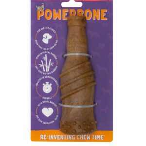 Power Bone Pet Chew Toy for Dogs - Durable, Non Toxic & Pet Safe - Best for Aggressive Chewers, Long Lasting Dental Health, Dog Teeth Cleaning, Dog Life Stages - Bottle 6.5''