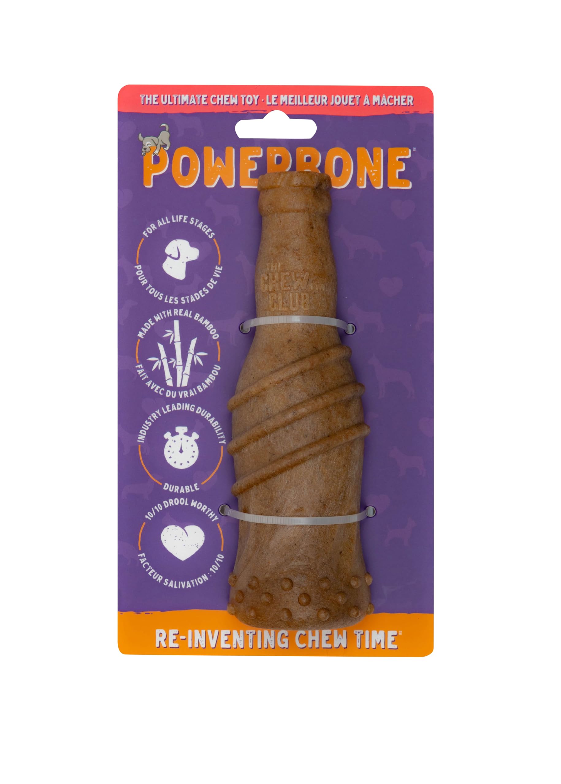 Power Bone Pet Chew Toy for Dogs - Durable, Non Toxic & Pet Safe - Best for Aggressive Chewers, Long Lasting Dental Health, Dog Teeth Cleaning, Dog Life Stages - Bottle 6.5''