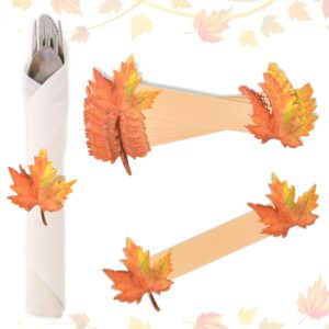 Gift Boutique 100 Pieces Thanksgiving Paper Rings Harvest Maple Leaves Napkin Ring Holders Fall Band for Autumn Home Kitchen Dining Table Holiday Dinner Wedding Party Supplies Table Decorations