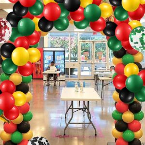 111 PCS Black Red Green and Yellow Balloon Garland Arch Kit for Juneteenth Decorations African American Holiday Celebration Graduation Mexican Party Supplies