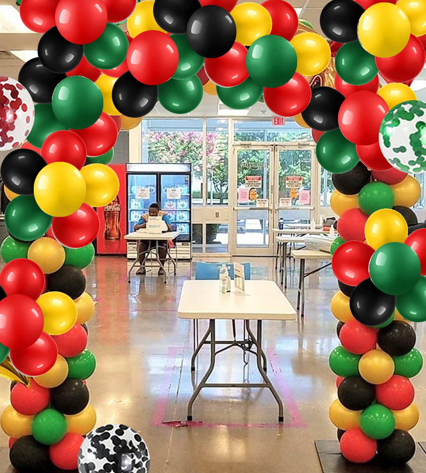 111 PCS Black Red Green and Yellow Balloon Garland Arch Kit for Juneteenth Decorations African American Holiday Celebration Graduation Mexican Party Supplies