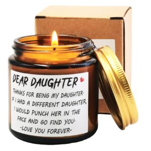 daughter gifts from mom and dad, birthday candle gifts for daughter adult,unique christmas valentine's day mother's day graduation wedding gifts,dear daughter lavender scented candles(h,brown)