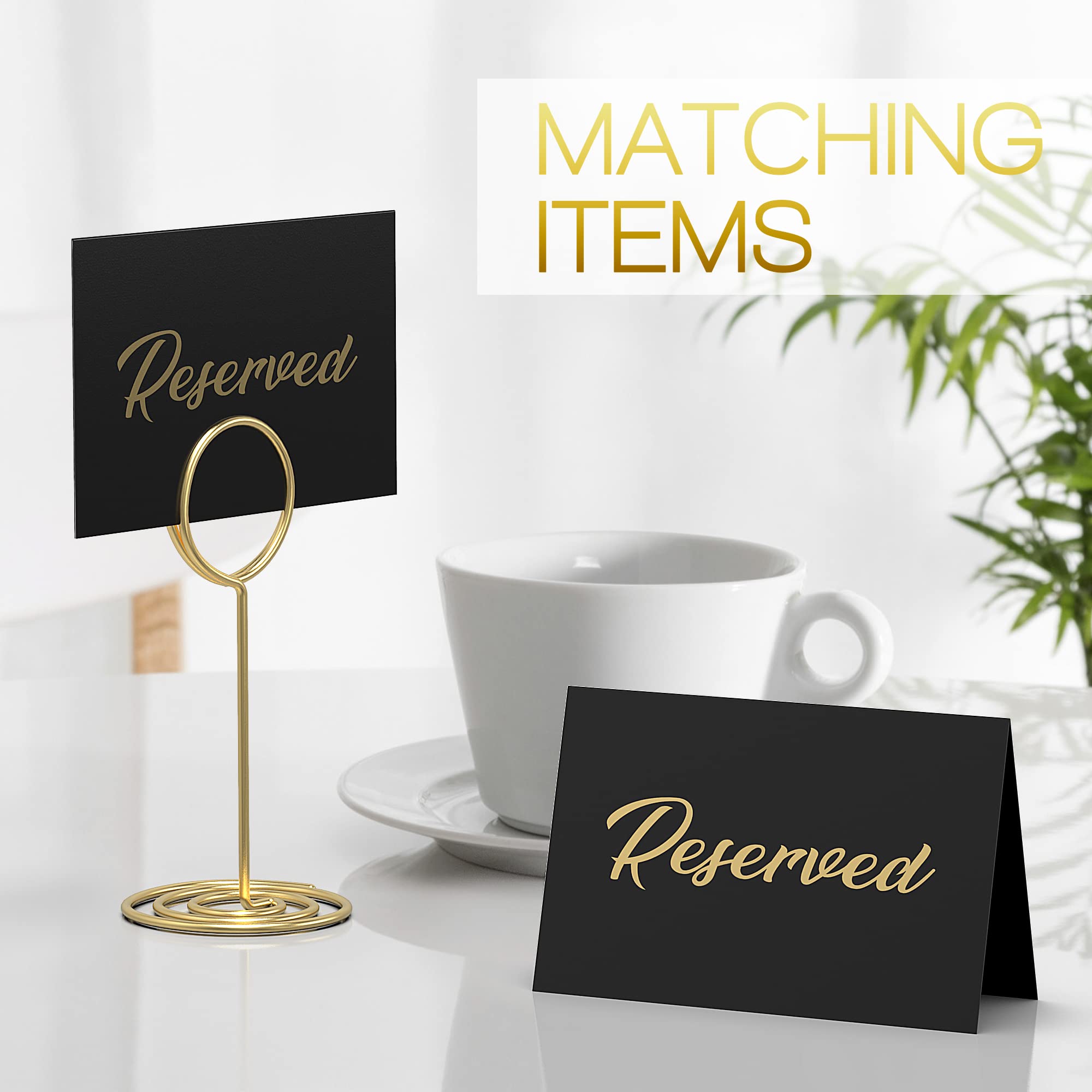 10 Black Reserved Table Signs & 10 Golld Table Cards Holders