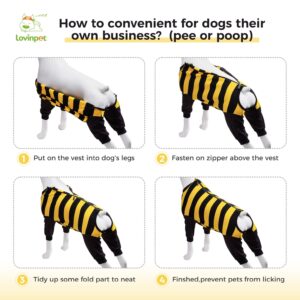 LovinPet Pitbull Recovery Shirt - Bodysuit Onesie for Shedding Skin Disease Pet Pajamas Dog Anti Licking Snugly Suit Dog Bodysuit for Abdominal Wound After Surgery,Yellow/Black Design,XL