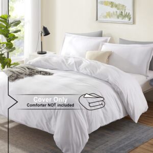 Nestl Double Brushed White Duvet Cover King Size 3 Piece Soft King Duvet Cover Set + King Sheets Set White 4 Piece Bed Sheets for King Size Bed