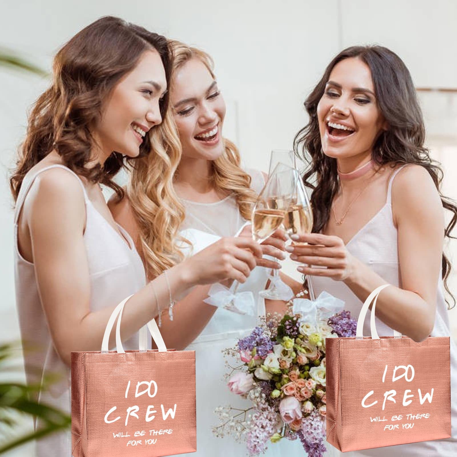 Bride Tribe Bridesmaid Gift Bags 8 Pack Bachelorette Party Bag Bride Tribe Shower Bag Bridal Party Favor Team Bride Foldable Party Favor Gift Bags for Bridesmaid, Wedding, Party