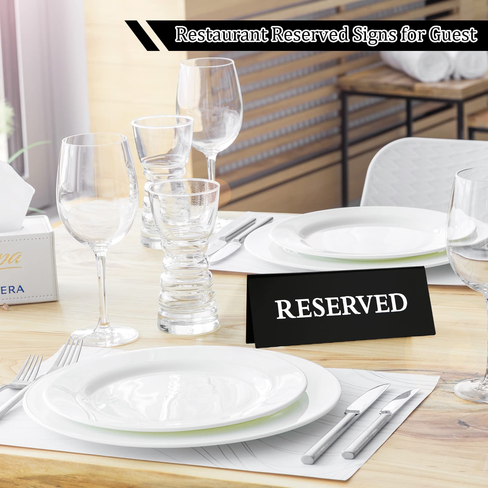 20 Pieces Reserved Table Sign for Wedding Table, Acrylic Double Side Reservation Signs for Tables, Black Reserved Seat Signs for Restaurants Wedding, Guest Reservation Sign for Table