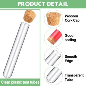 Hoteam 200 Pcs Clear Plastic Test Tubes with Cork Stoppers 10ml Small Test Tubes with Lids Plastic Bottles Plant Propagation Tubes for Seal and Storage Jewelry Seed Bead Powder, Lab Use or Decoration