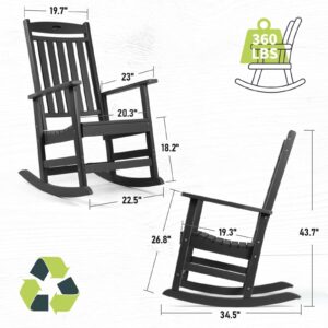 FUNBERRY Patio Rocking Chairs,Poly Lumber Rocker,All Weather Rocking Chair Outdoor,High Back Porch Rocker,Cracker Barrel Rocking Chairs for Porch,360lbs